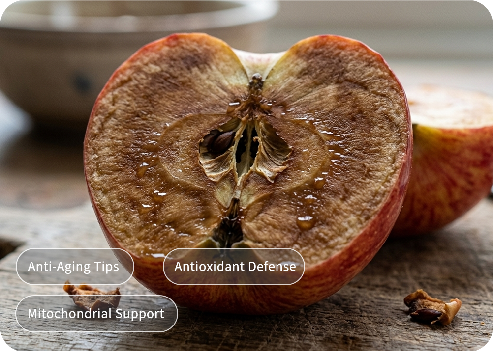 It's easy to visualize an oxidized apple — brown, rusty, unappetizing. You can't see how oxidation damages your mitochondrial system, but you can surely feel it.