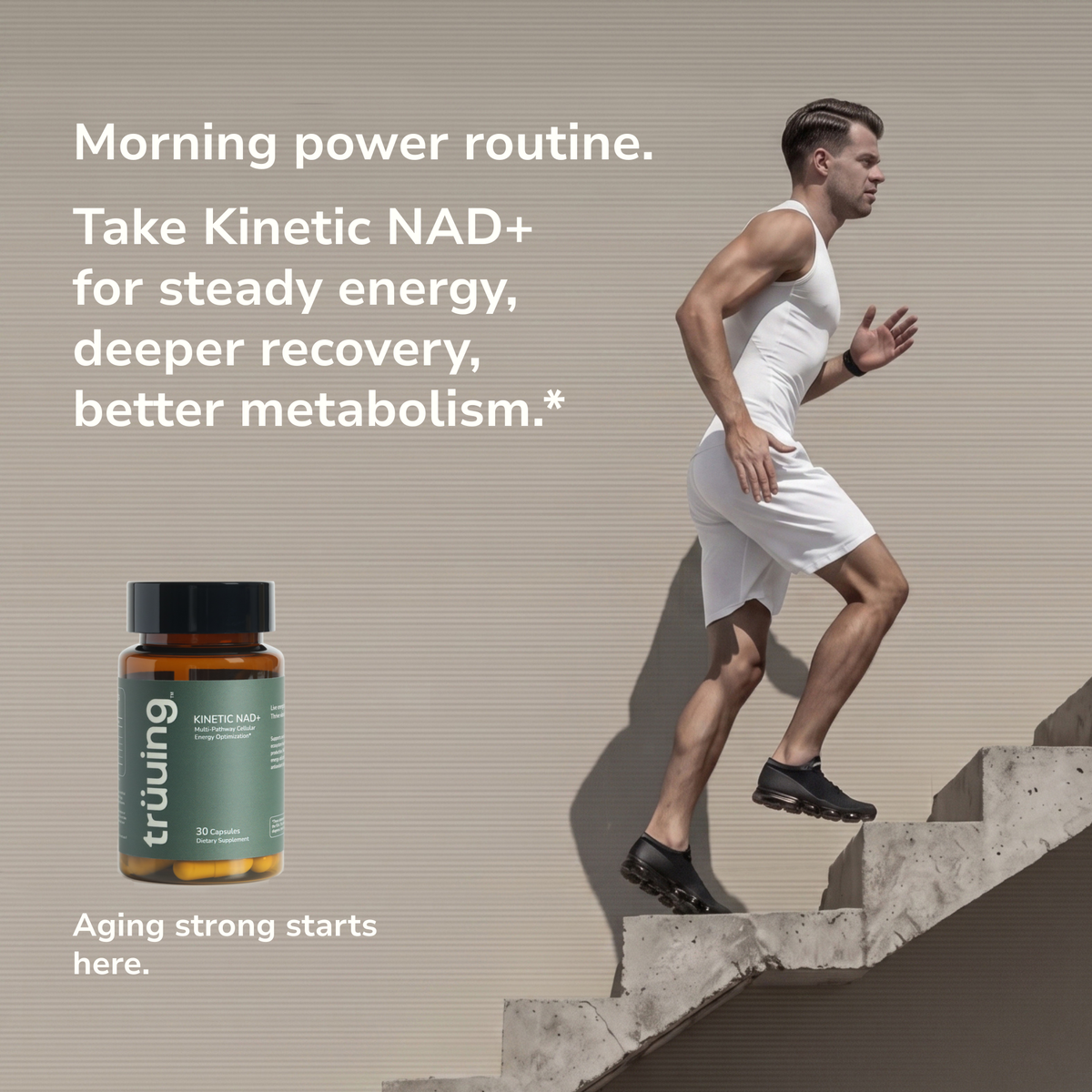 Take Kinetic NAD+for steady energy, deeper recovery, better metabolism.